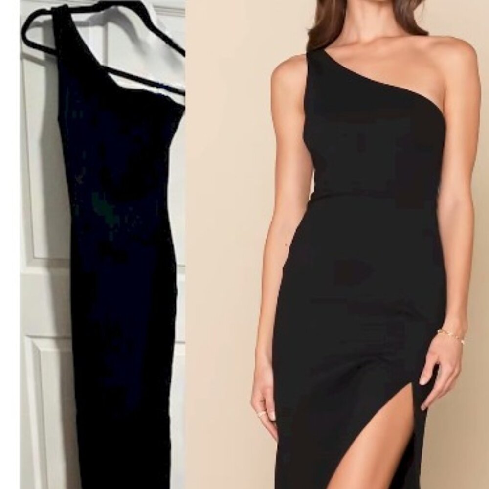 Lulus Good Times Only Black One-Shoulder Maxi Dress XXS No Size Tag - Picture 5 of 7